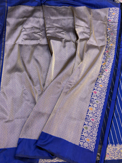 Handwoven Pure Banarasi Silk Saree – Kadwa Weave in 100% Katan Mulberry Silk