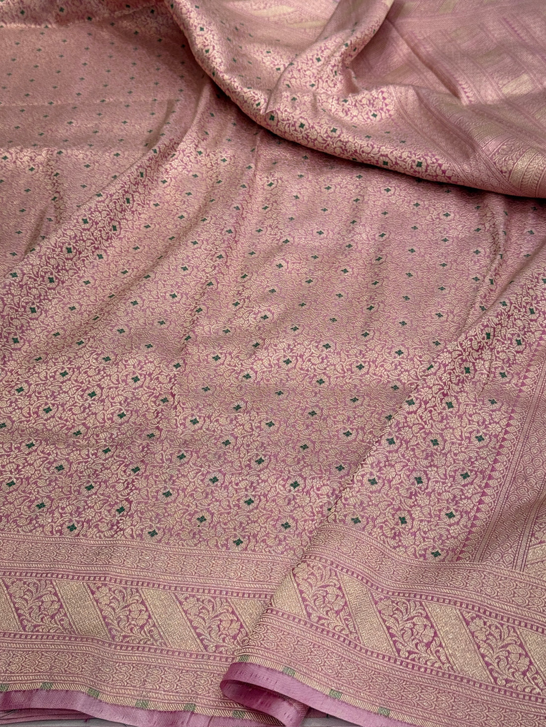 Pastel Pink Pure Banarasi Minakari Brocade Silk Saree