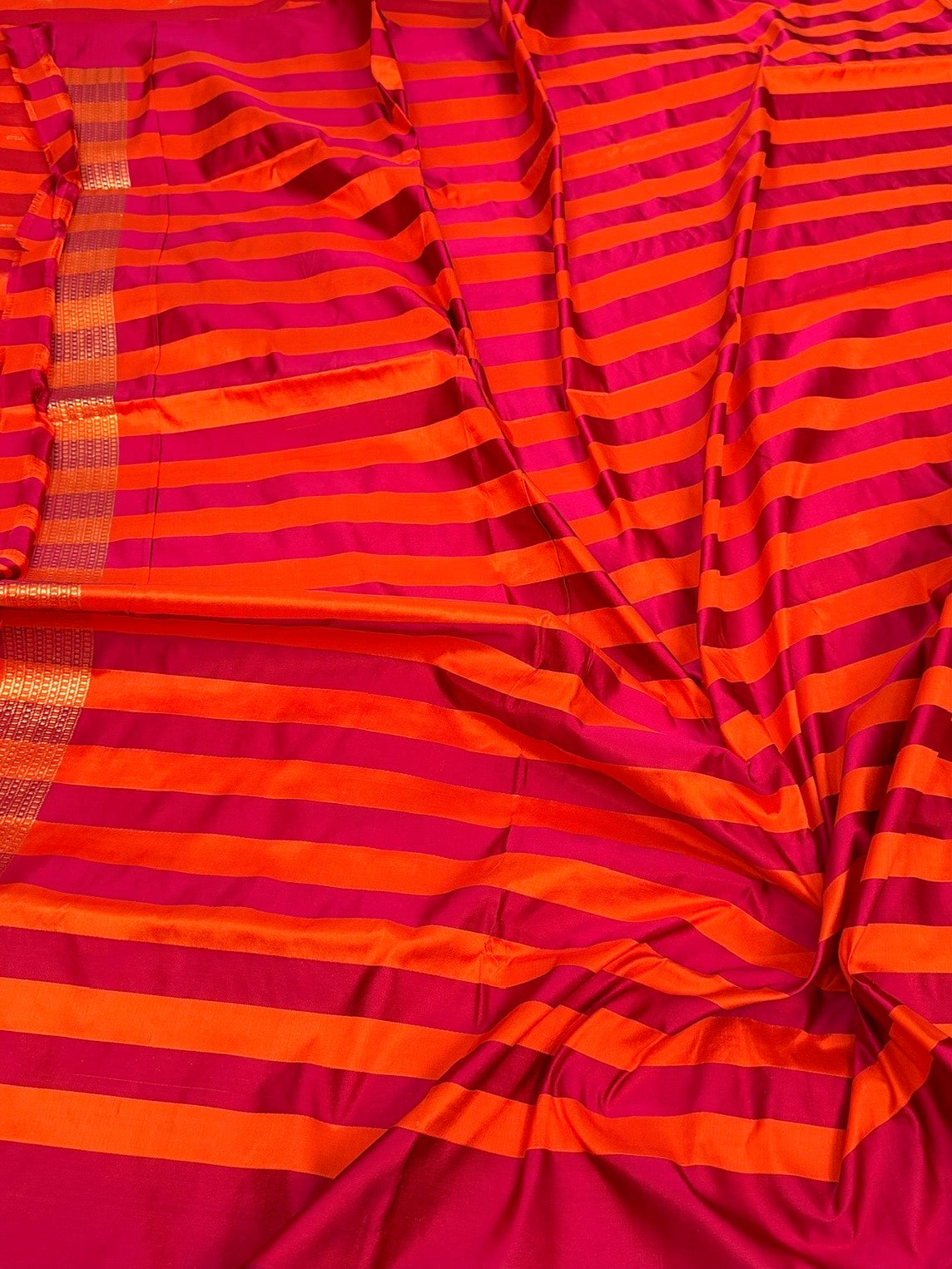 Orange Handwoven Pure Banarasi Satin Silk Saree
