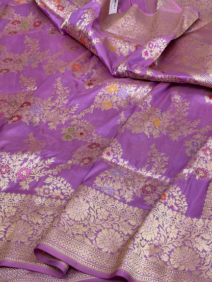 Lavender Handwoven Pure Banarasi Katan Silk Saree