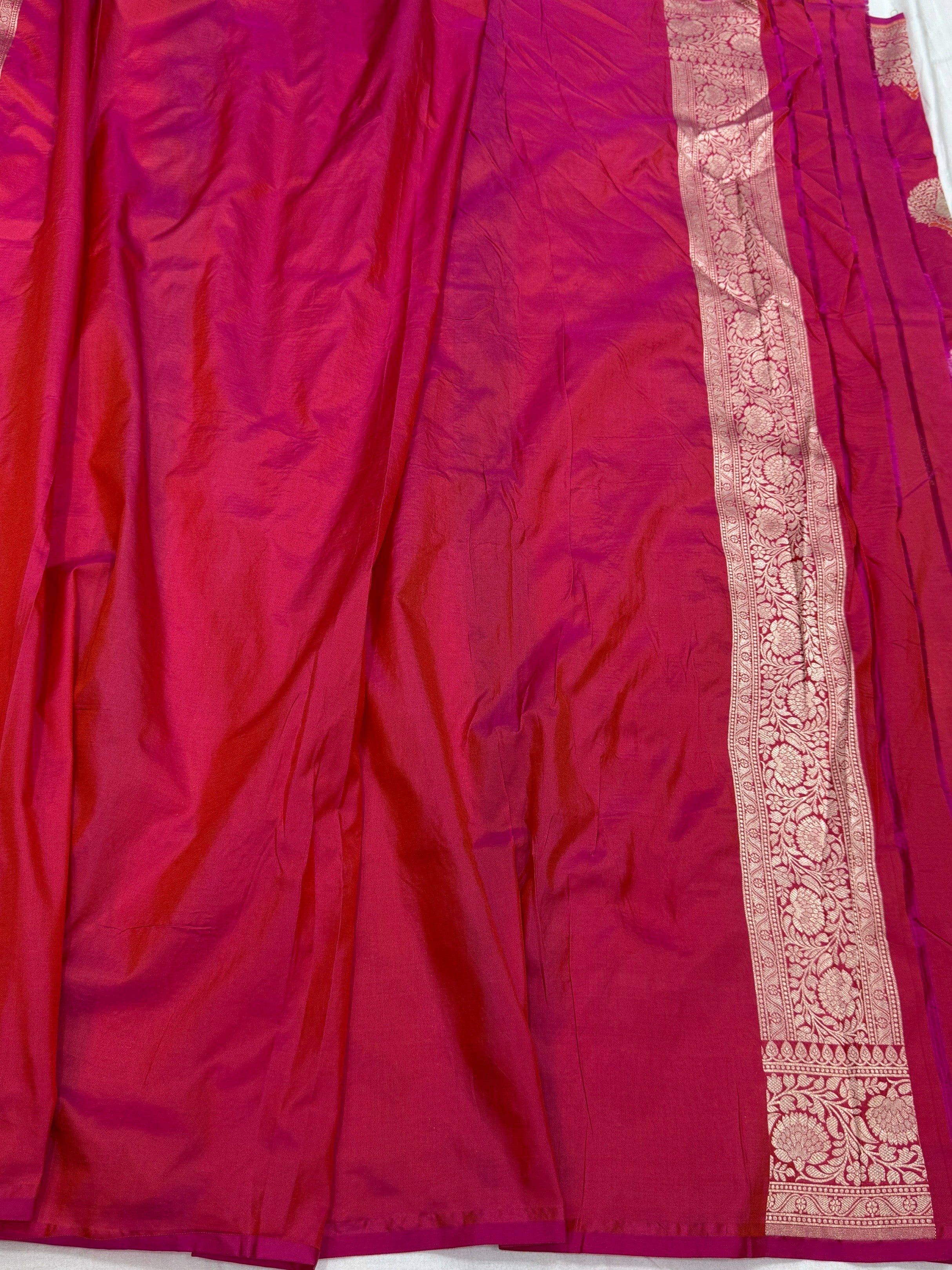 Rani Pink Banarasi Minakari Pure Silk Saree