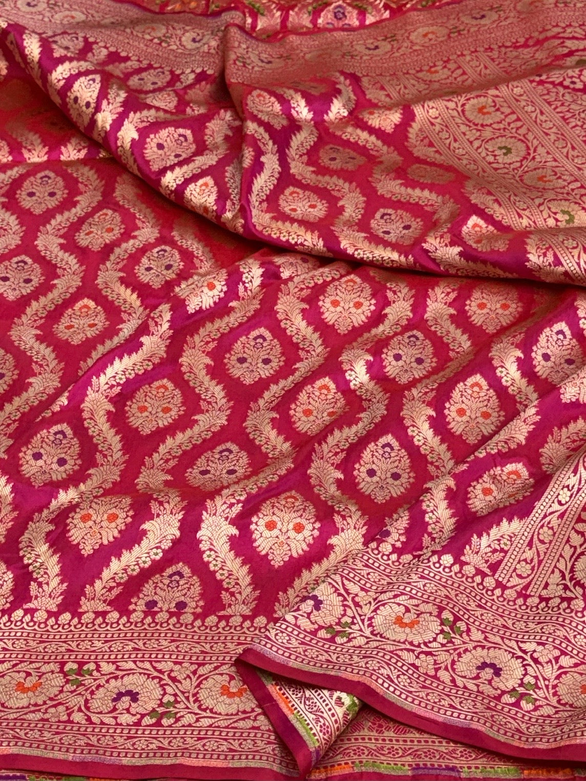 Rani Pink Pure Banarasi Katan Silk Saree