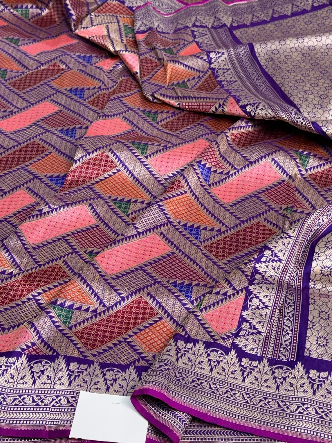 Purple Handwoven Pure Katan Silk Banarasi Kimkhab Brocade Saree