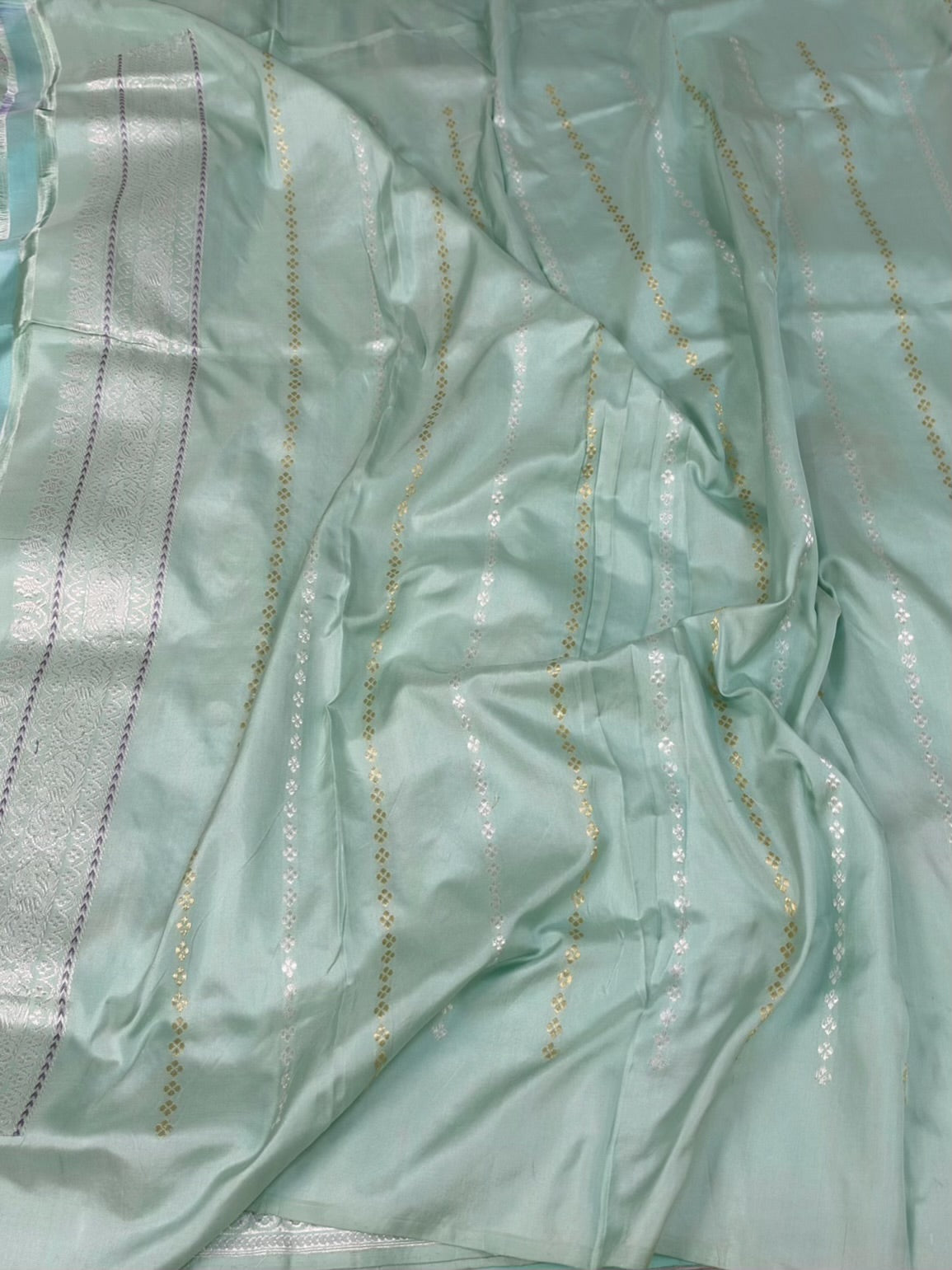 Powder Blue Handwoven Pure Banarasi Ektara Silk Saree