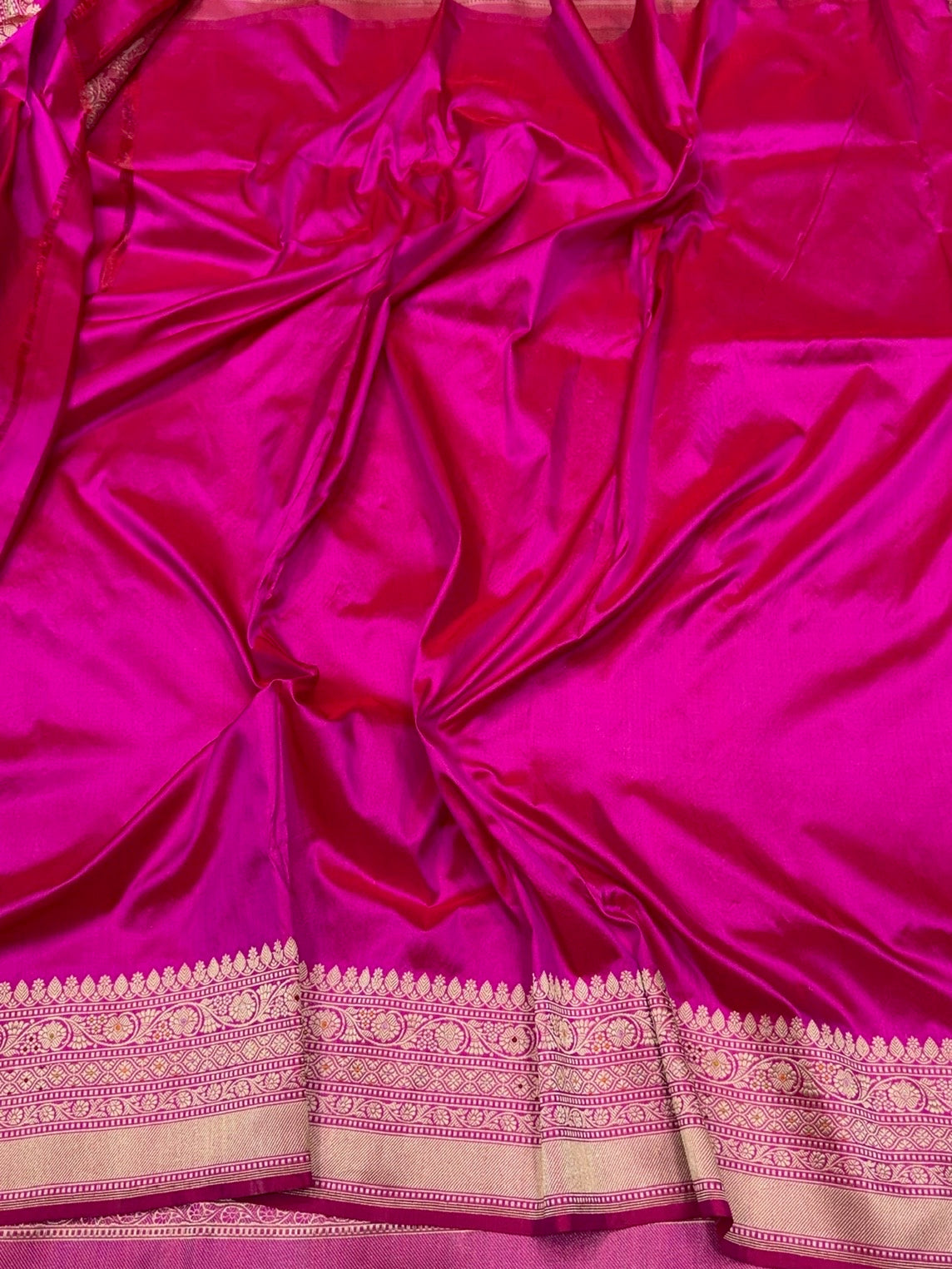 Rani Pink Handwoven Pure Banarasi Silk Saree