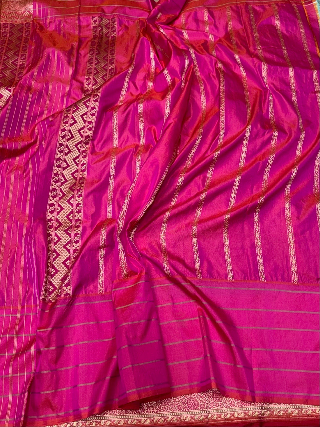 Sea Blue Pure Banarasi Katan Silk Saree – Handwoven Kadwa Booti