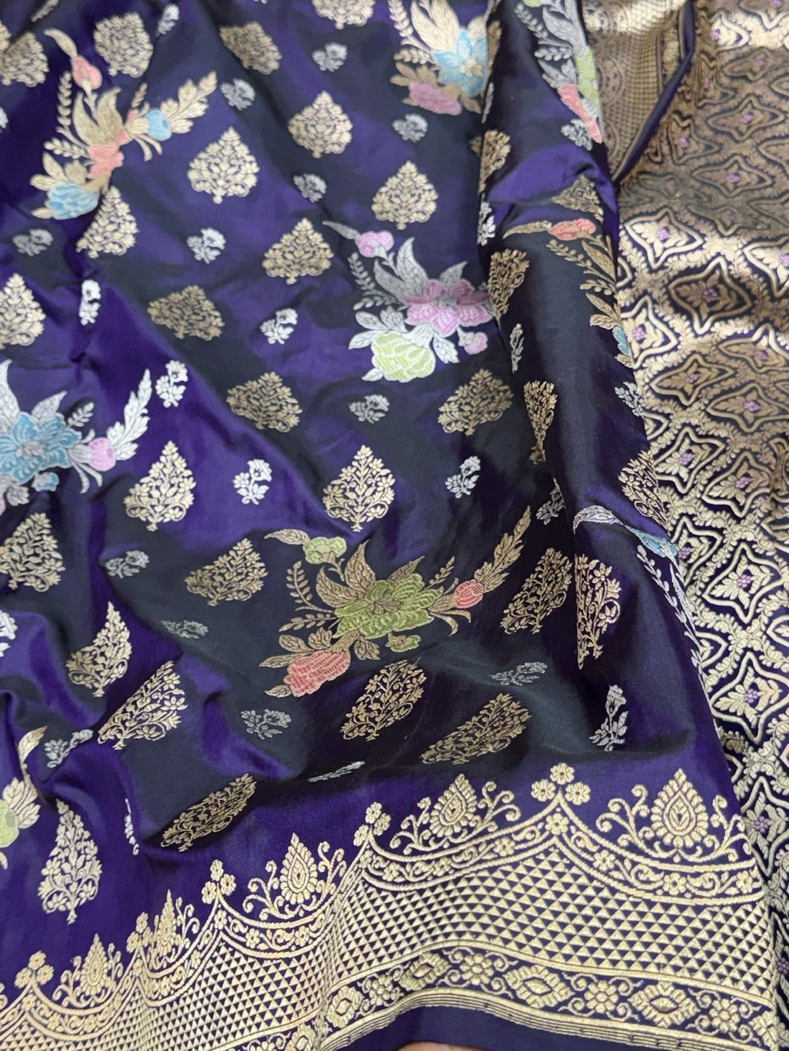 Purple Handwoven Pure Banarasi Silk Saree | Pure Katan Silk | Kadwa Weave | HMR Handlooms