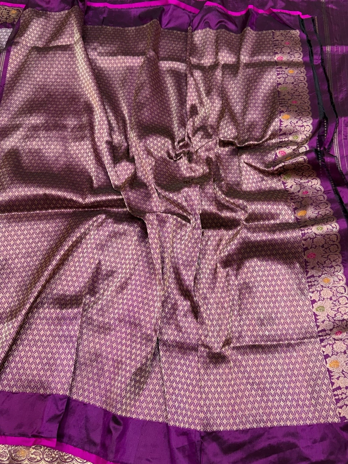 Magenta Handwoven Pure Banarasi Silk Saree | Pure Katan Silk | Kadwa Weave | HMR Handlooms