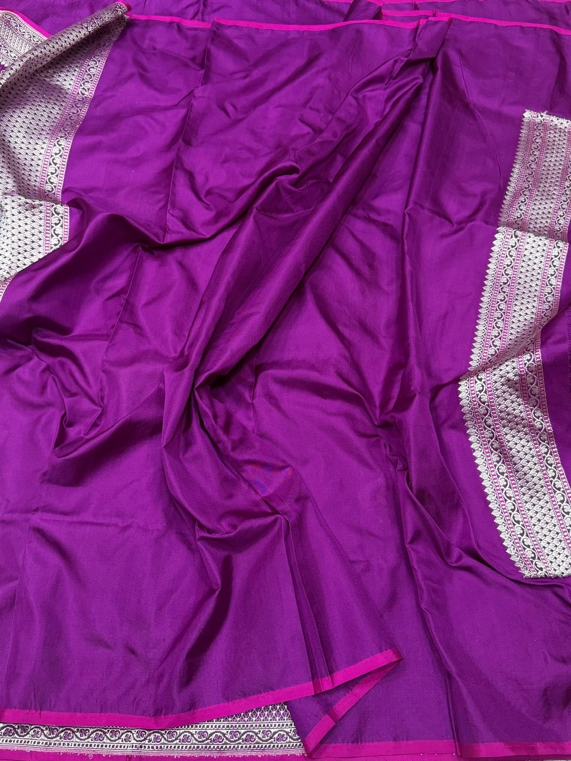 Magenta Pink Handwoven Pure Banarasi Ektara Silk Saree – Kadwa Technique | Authentic Banaras Handloom