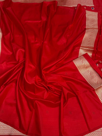Red Banarasi Minakari Pure Katan Silk Saree