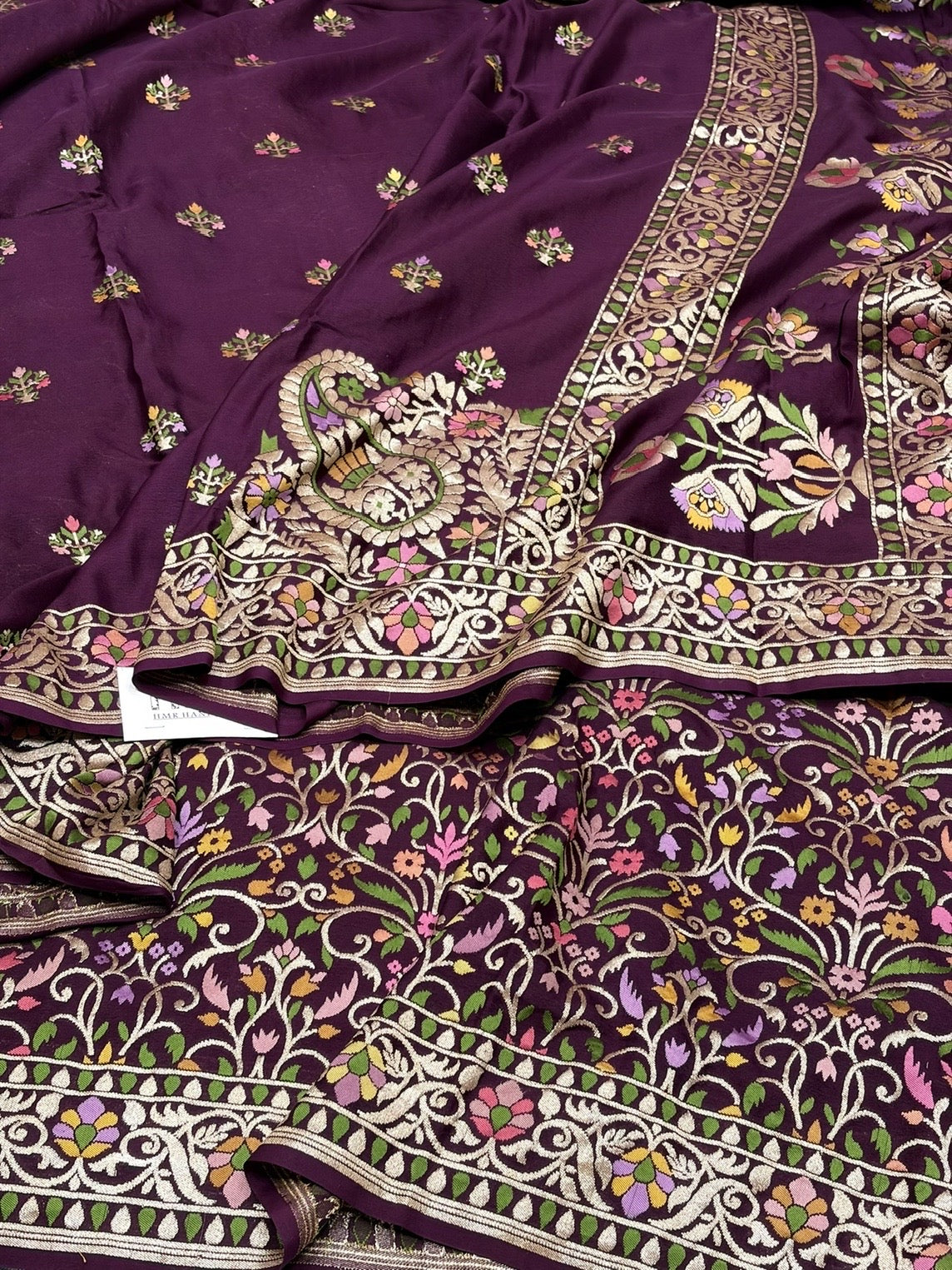 Magenta Pure Banarasi Chiffon Georgette Saree