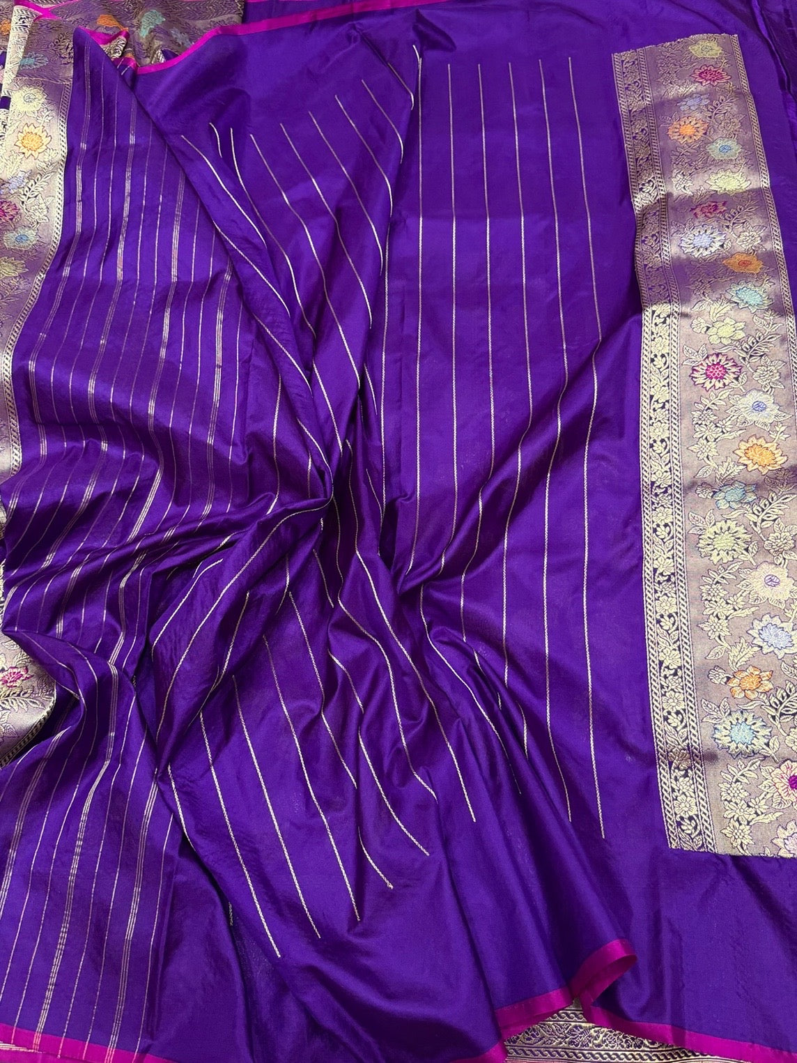 Purple Handwoven Pure Banarasi Silk Saree – Luxury Kadwa Handloom Wedding &amp; Festive Saree