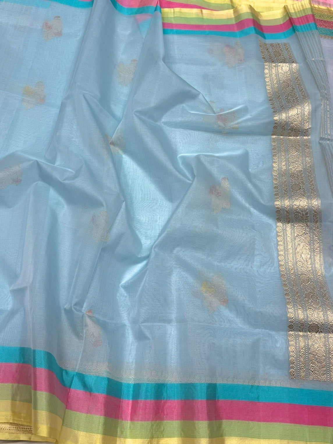 Sky Blue Handwoven Banarasi Pure Organza Silk Saree