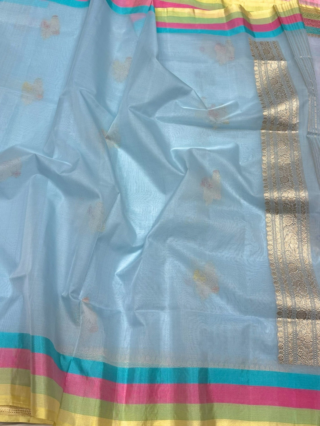 Sky Blue Handwoven Banarasi Pure Organza Silk Saree