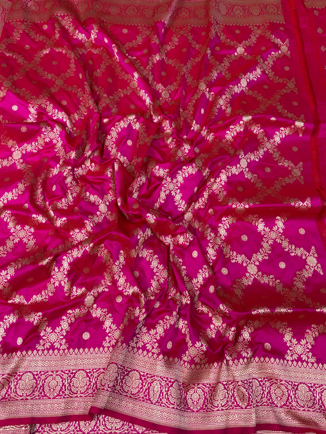 Rani Pink Banarasi Pure Katan Silk Saree