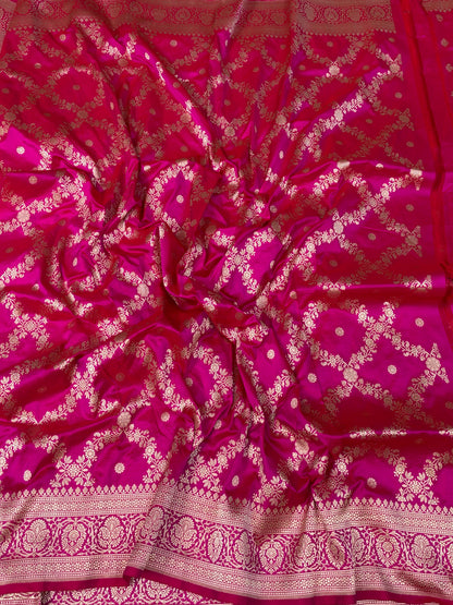 Rani Pink Banarasi Pure Katan Silk Saree