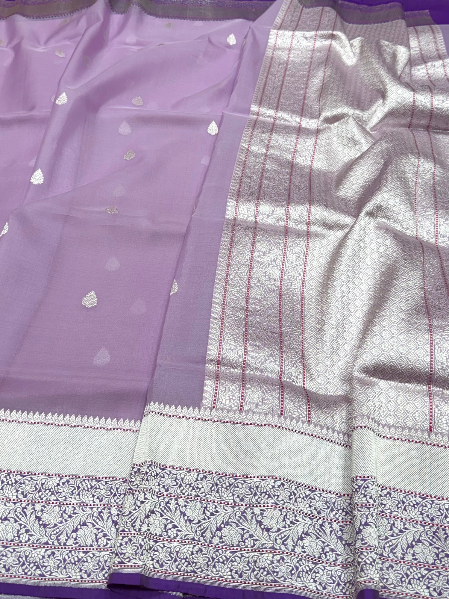 Purple Handwoven Pure Organza Silk Saree