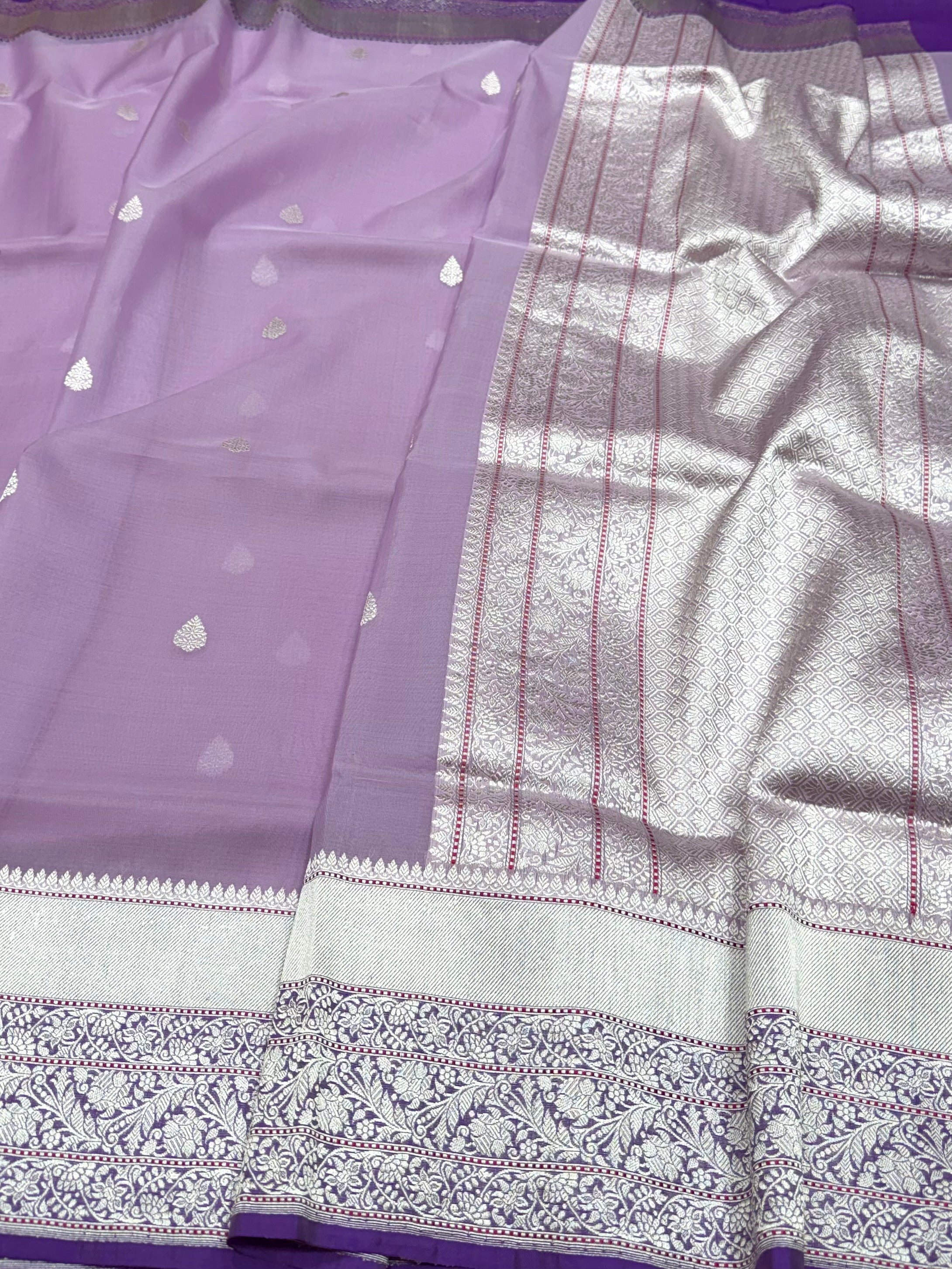 Purple Handwoven Pure Organza Silk Saree