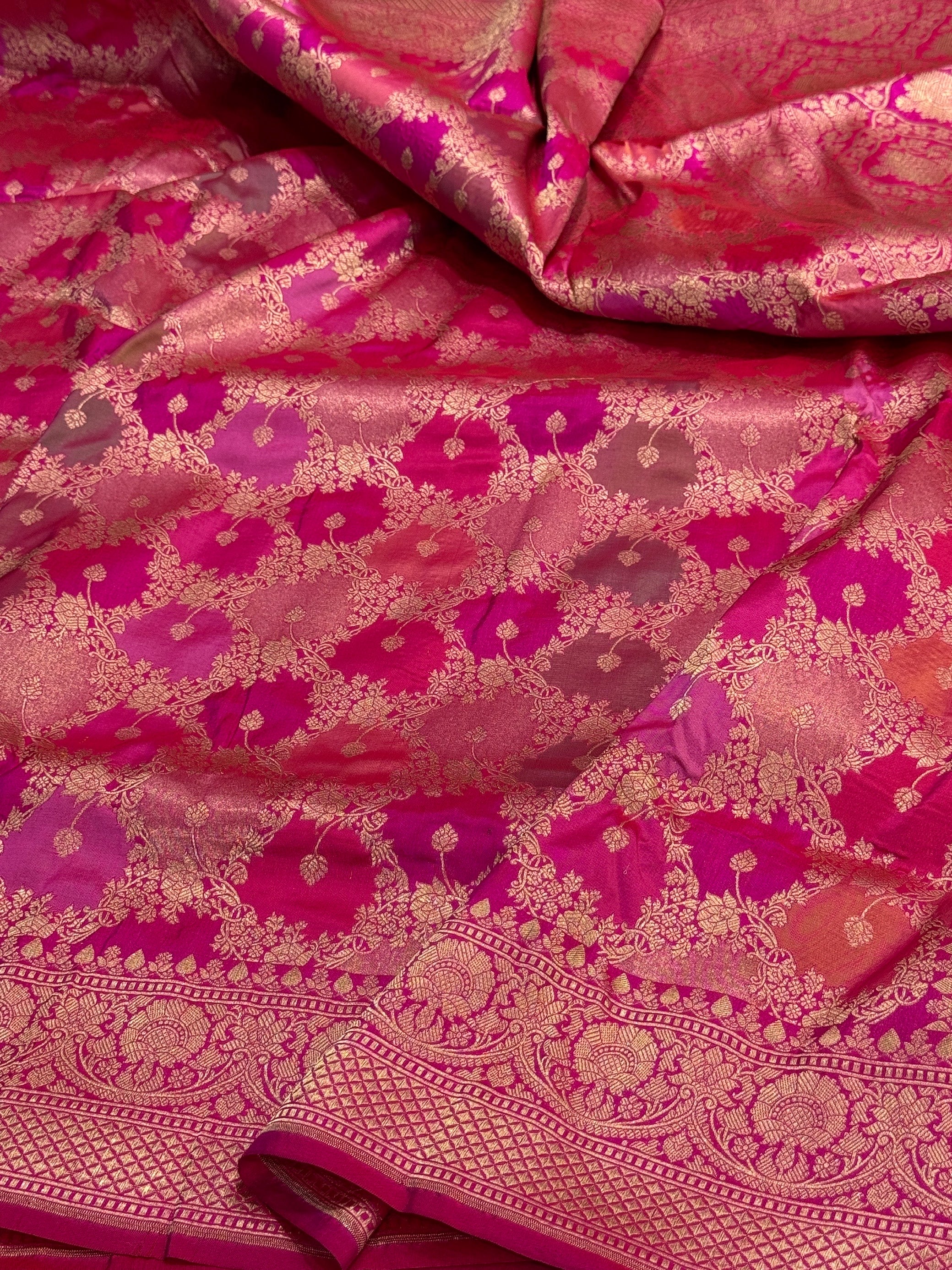 Multicolour Banarasi Pure Silk Saree – Cutwork Weave in 100% Pure Katan Silk