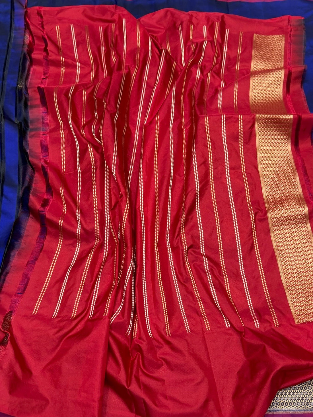 Royal Blue Handwoven Pure Banarasi Silk Saree – Kadwa Katan Mulberry Silk | Authentic Banaras Handloom