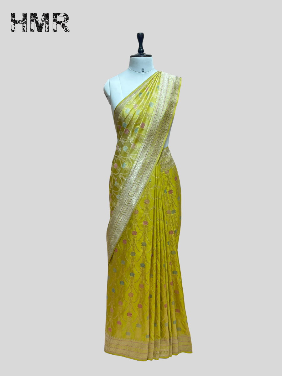 Lemon Yellow Handwoven Pure Silk Saree