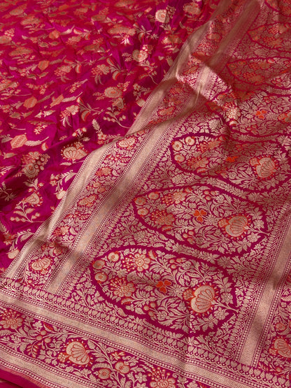 Rani Pink Minakari Pure Silk Saree
