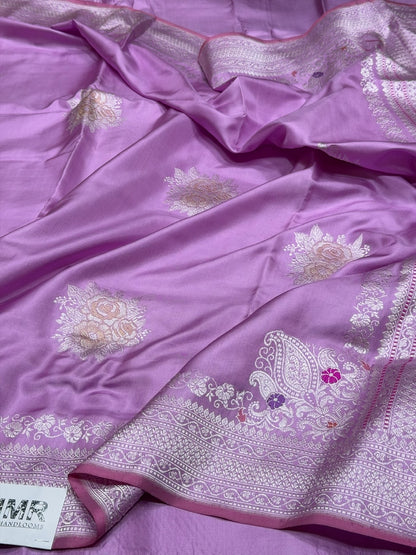 Lavender Handwoven Pure Banarasi Ektara Silk Saree