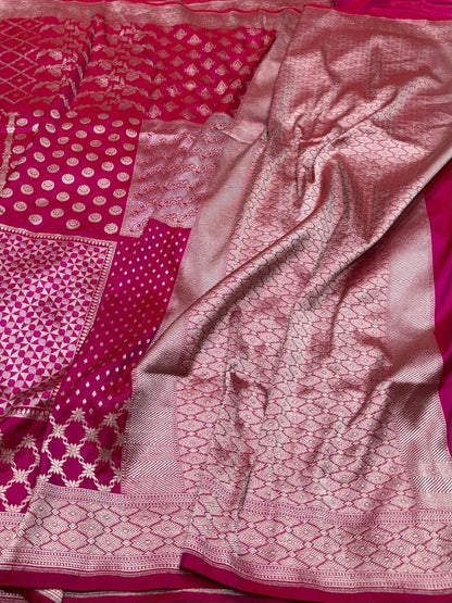 Rani Pink Banarasi Pure Katan Silk Saree