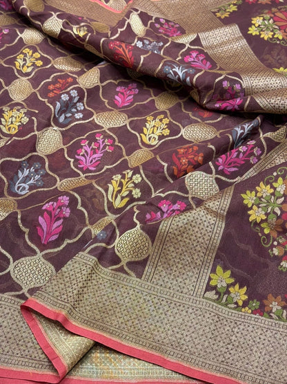 Wine Pure Muslin Cotton Jamdani Saree