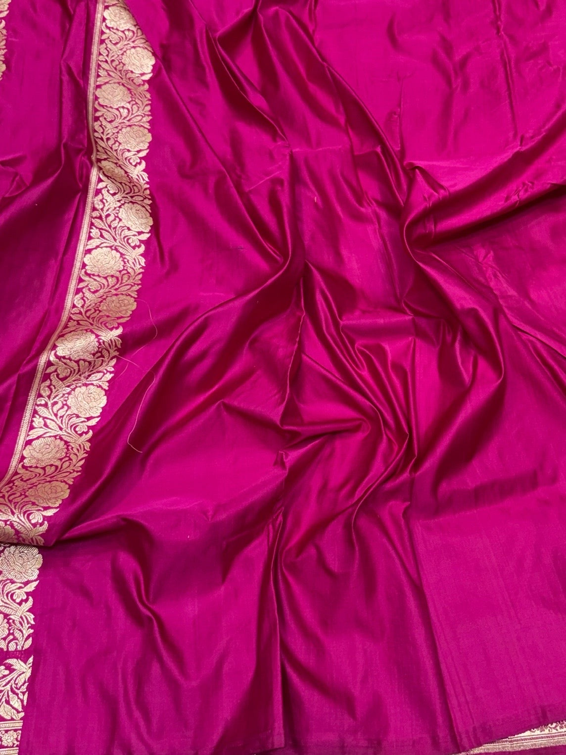 Rani Pink Handwoven Vintage Pure Banarasi Satin Silk Saree