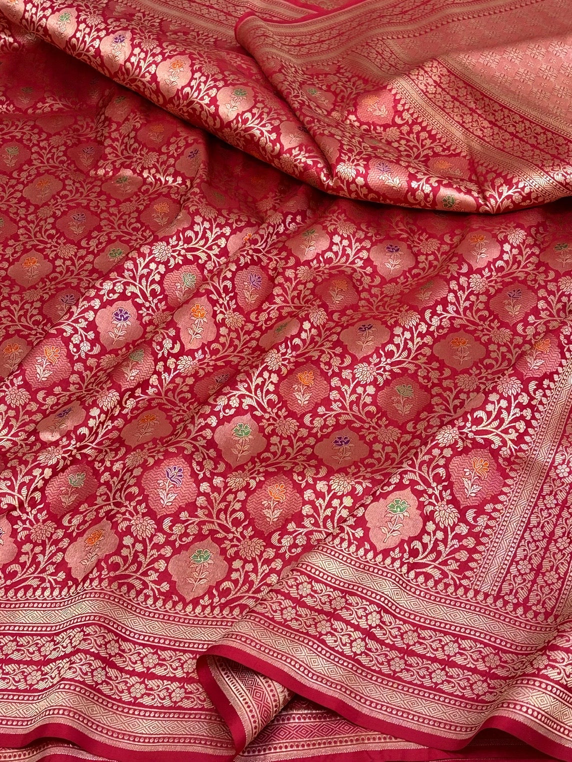 Red Minakari Banarasi Pure Katan Silk Brocade Saree