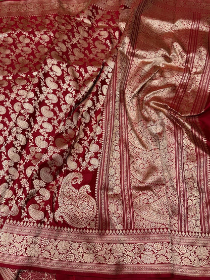Red Handwoven Pure Banarasi Silk Saree