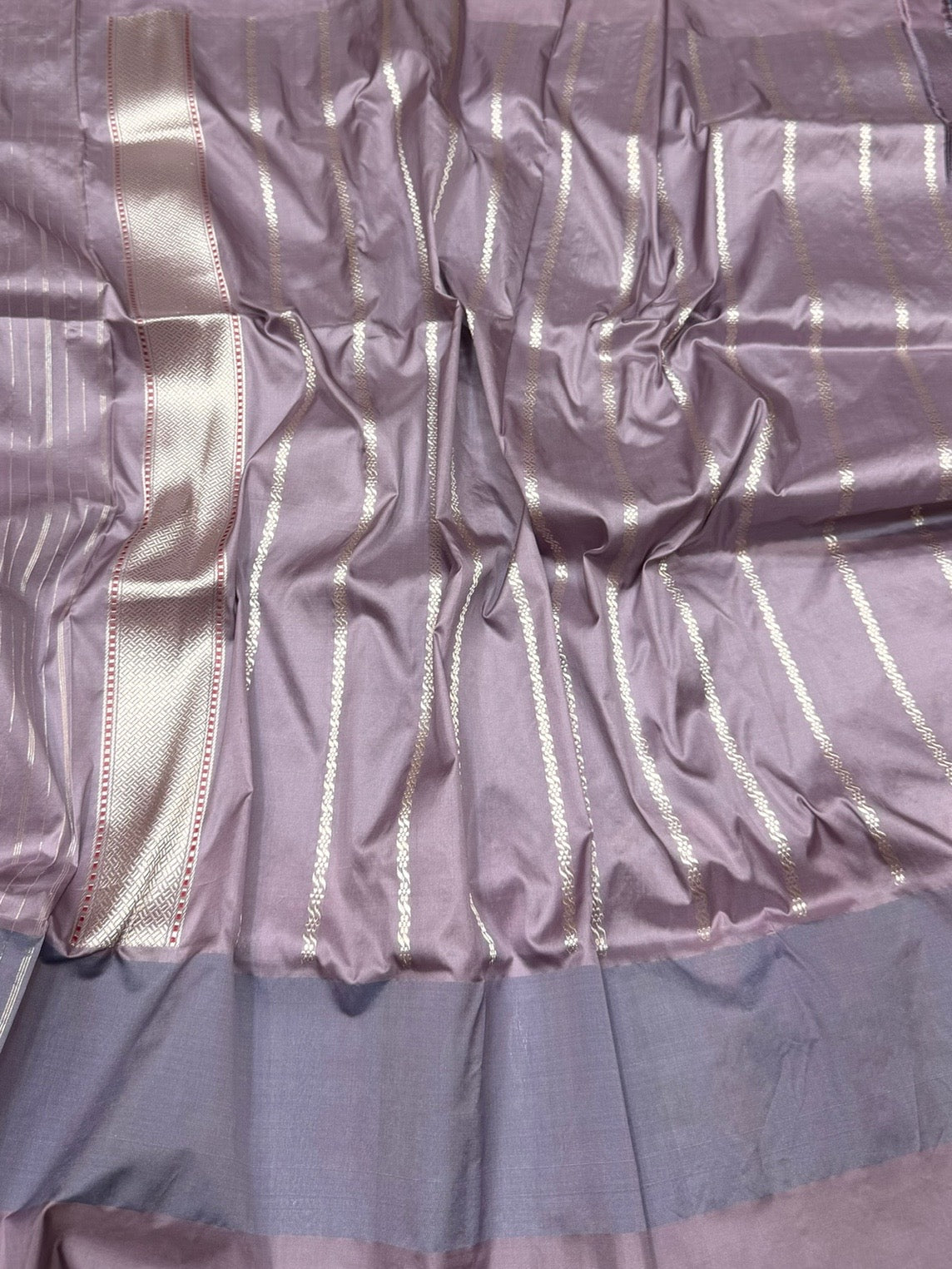 Bluish Grey Handwoven Pure Banarasi Ektara Organza Silk Saree