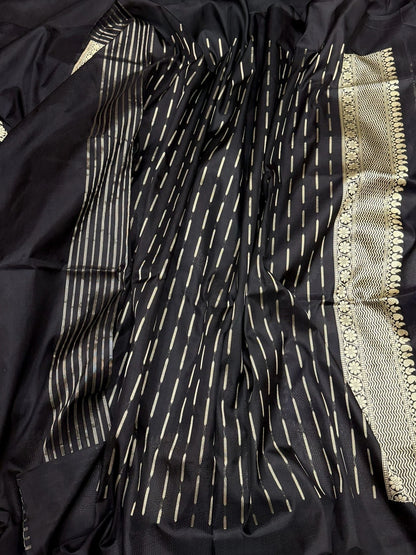 Black / Royal Blue Handwoven Pure Banarasi Silk Saree