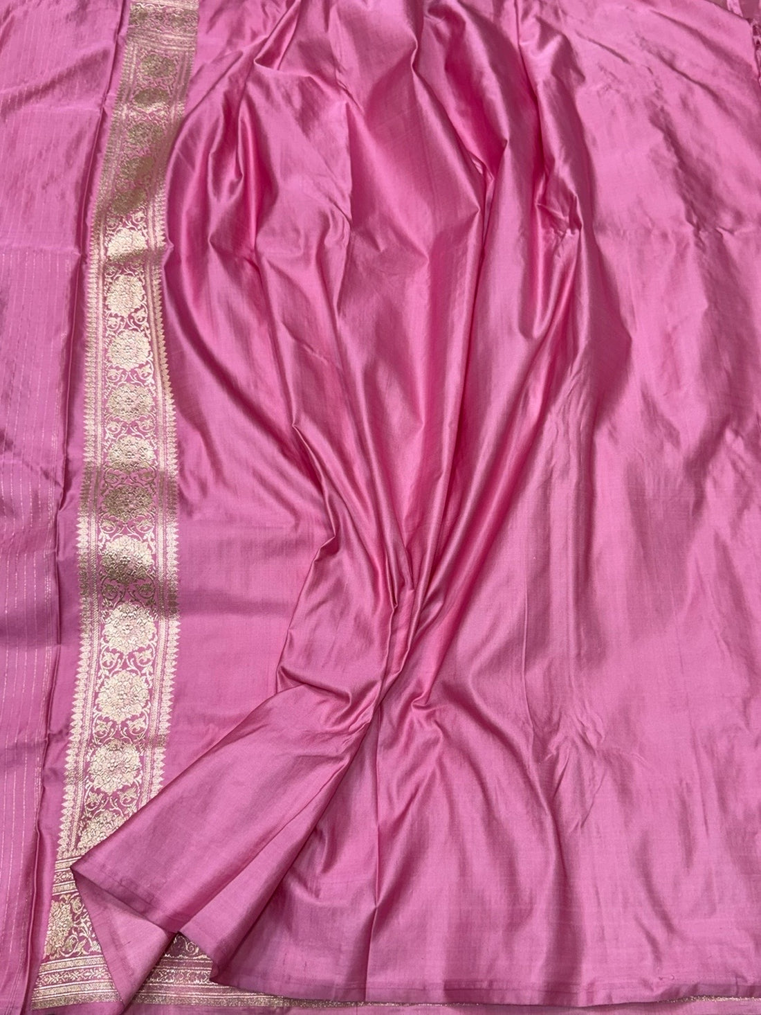 Baby Pink Handwoven Vintage Pure Banarasi Satin Silk Saree
