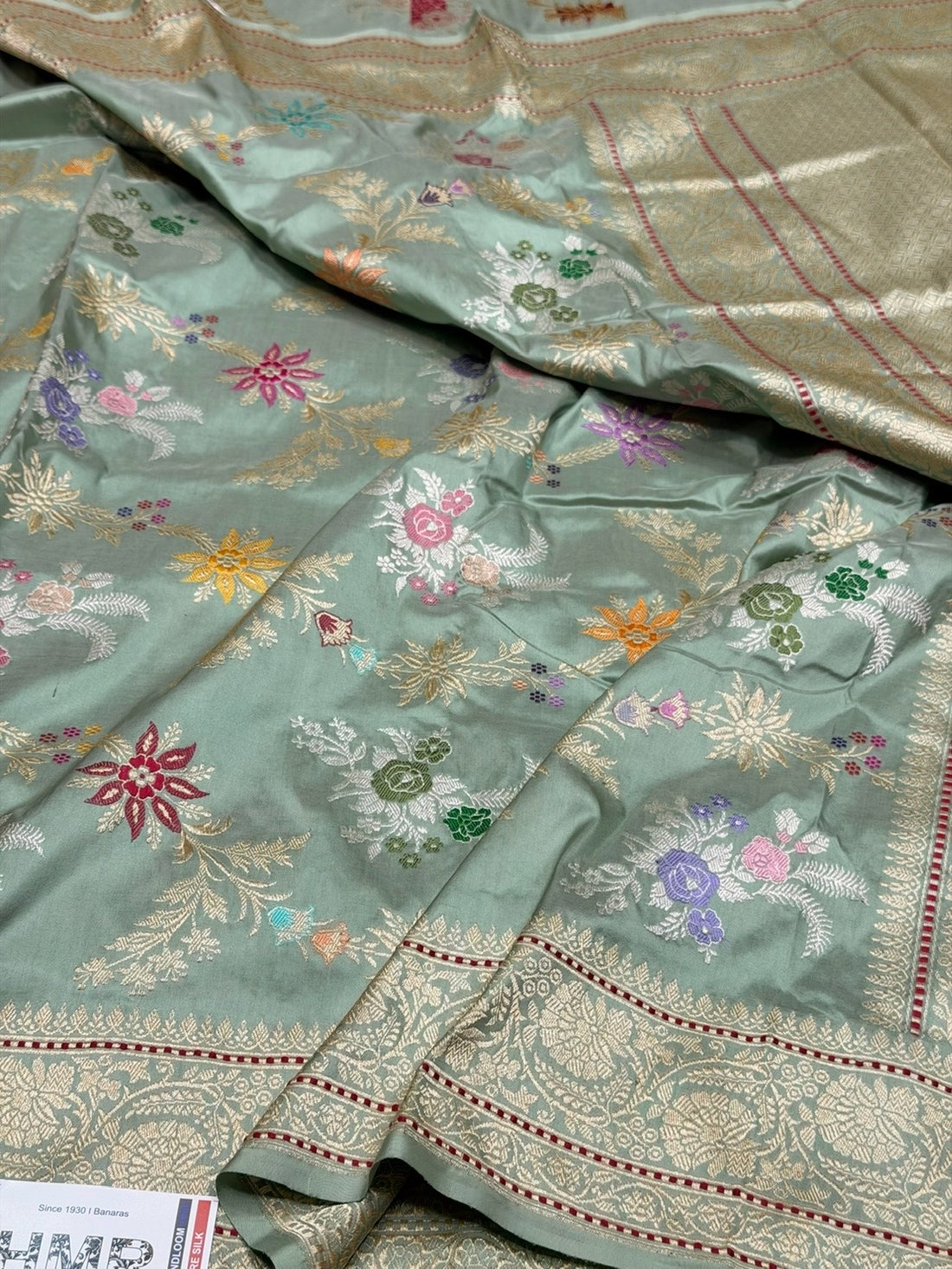 Sage Green Handwoven Pure Banarasi Silk Saree