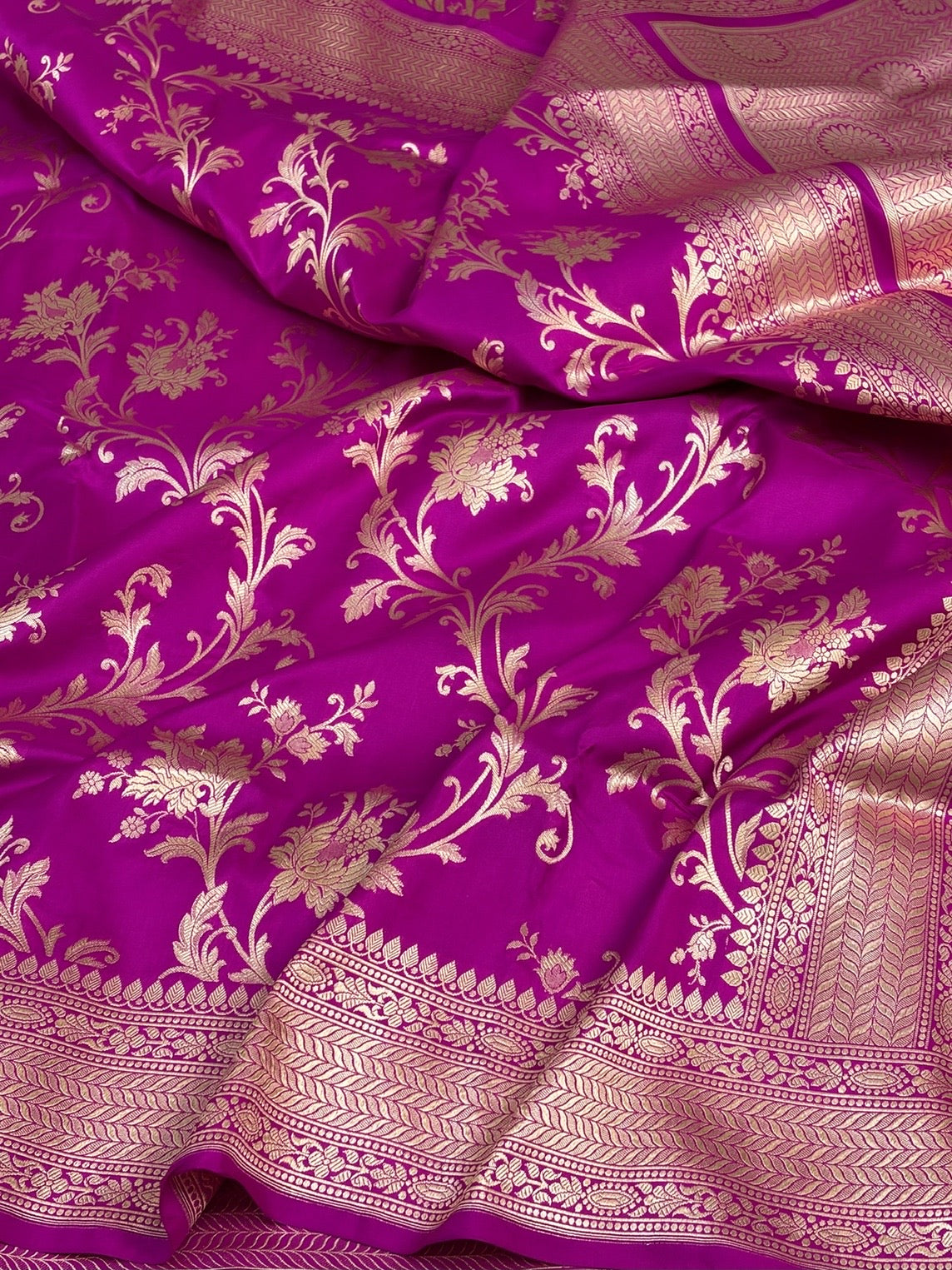 Magenta Pink Banarasi Pure Katan Silk Saree
