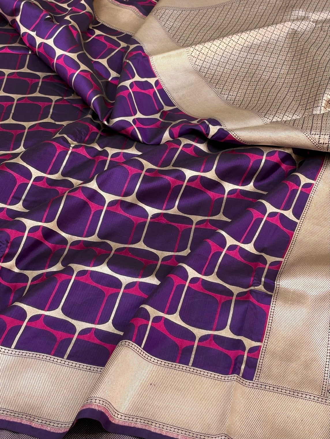 Purple Minakari Banarasi Pure Katan Silk Saree