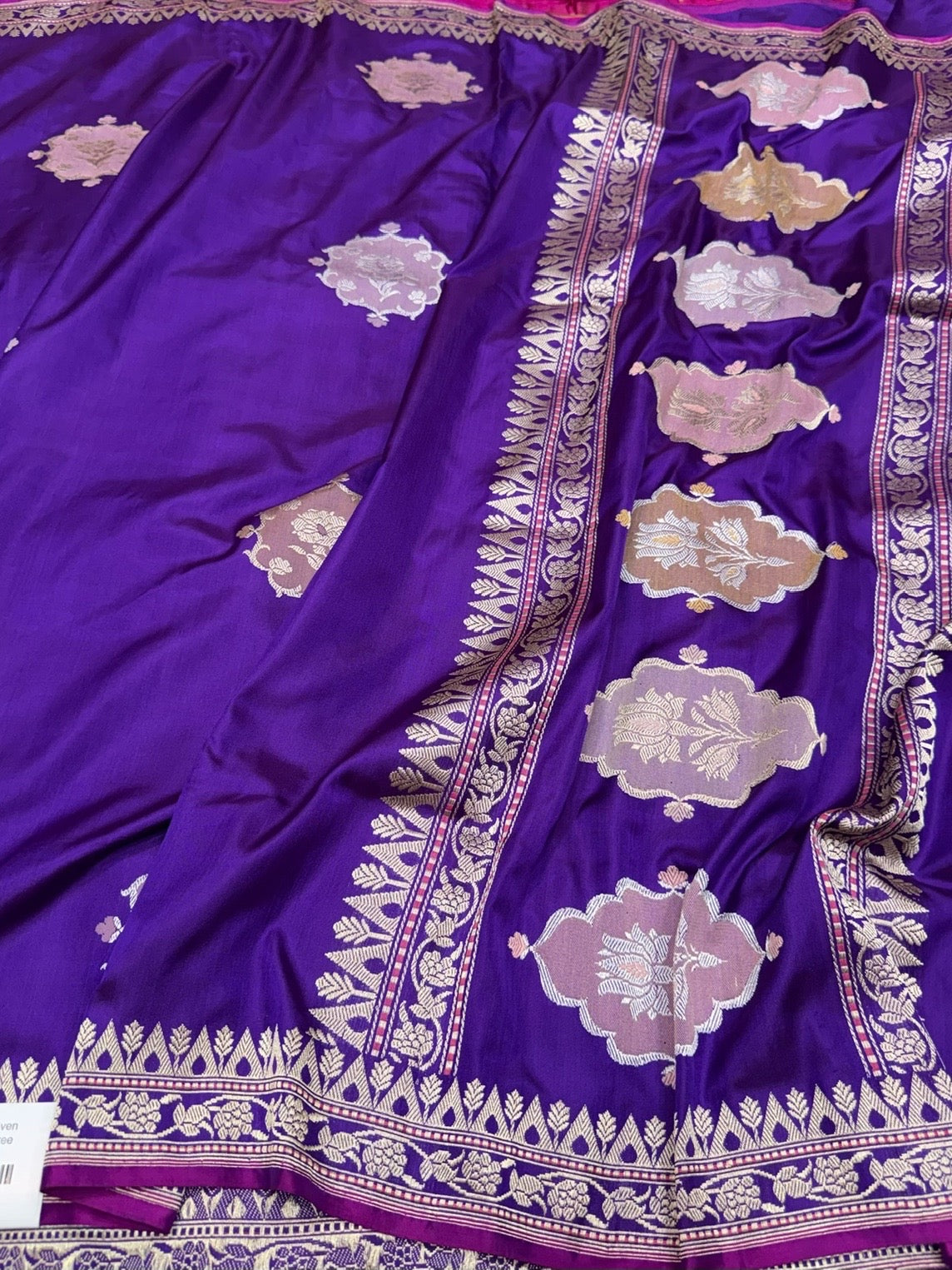 Purple Handwoven Pure Banarasi Ektara Silk Saree