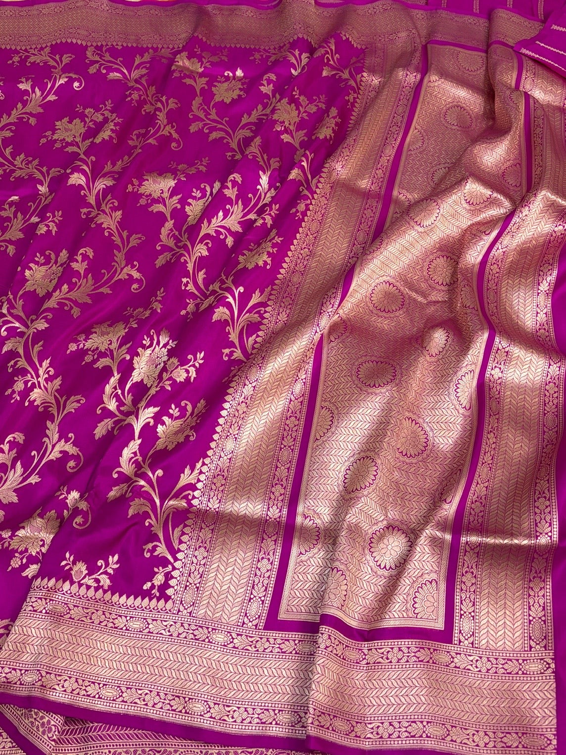 Magenta Pink Banarasi Pure Katan Silk Saree