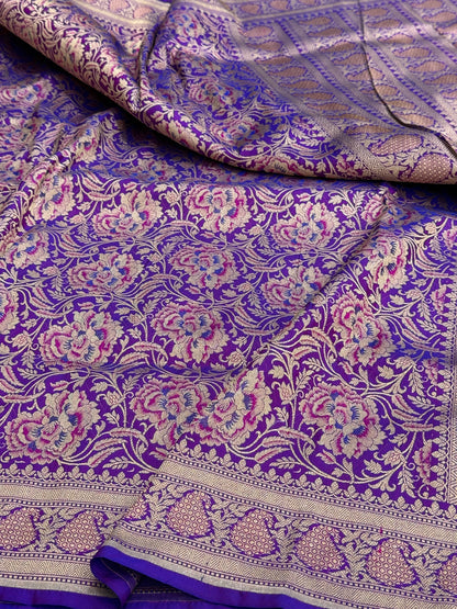Banarasi Minakari Pure Silk Brocade Saree – Katan Silk with Intricate Minakari &amp; Rich Brocade Weave