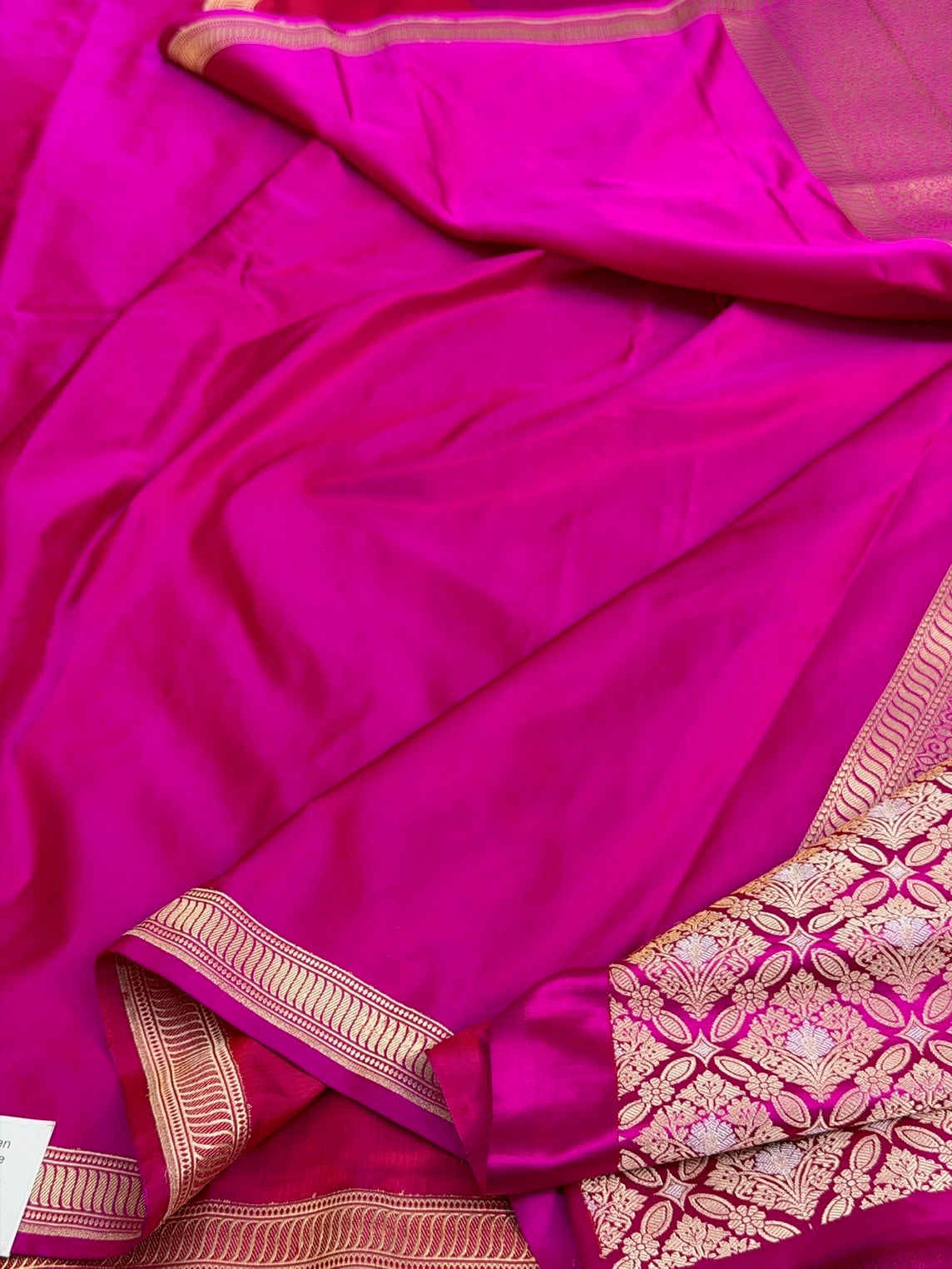 Rani Pink Handwoven Pure Banarasi Satin Silk Saree