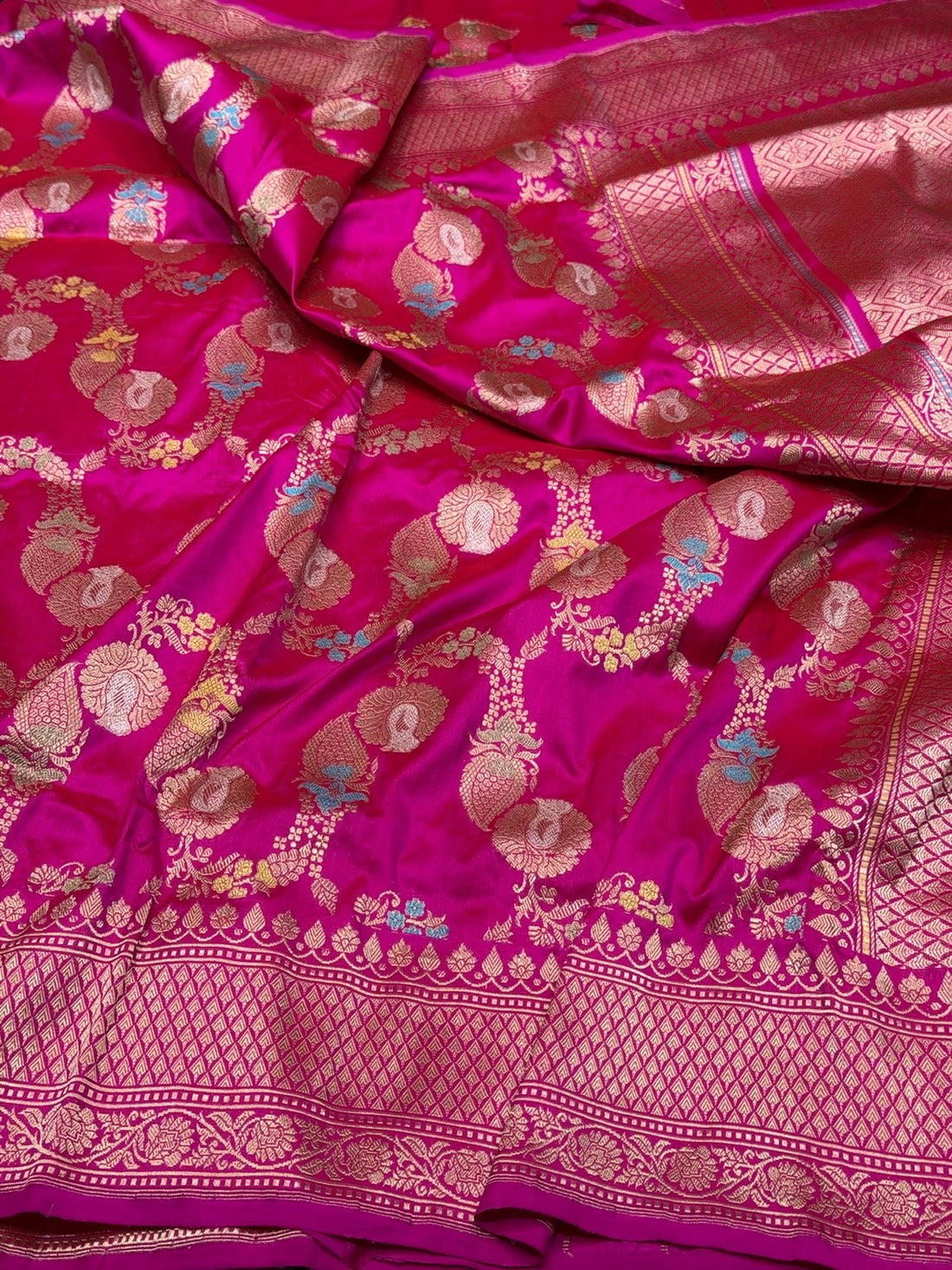 Rani Pink Handwoven Pure Silk Banarasi Saree