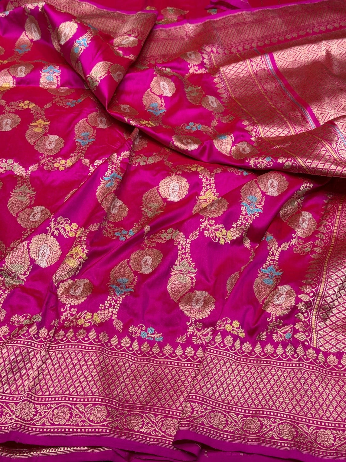 Rani Pink Handwoven Pure Silk Banarasi Saree