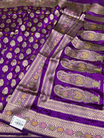 Purple Handwoven Pure Banarasi Silk Saree