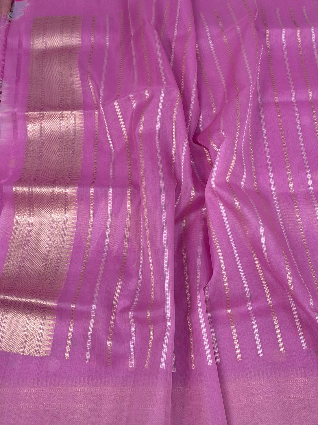Gajiri Pink Handwoven Pure Banarasi Ektara Organza Silk Saree