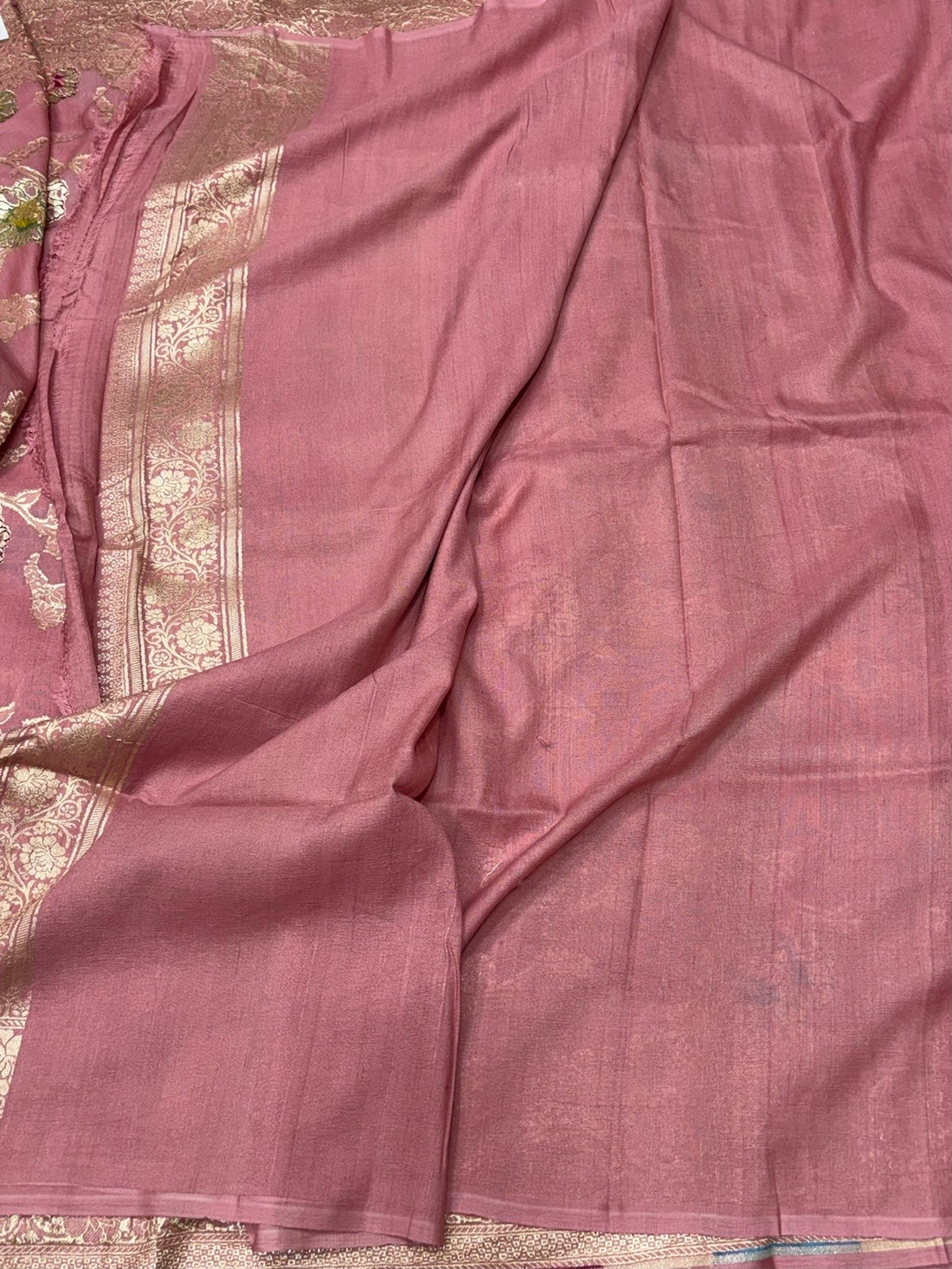 Gajiri Pink Banarasi Pure Tussar Georgette Saree