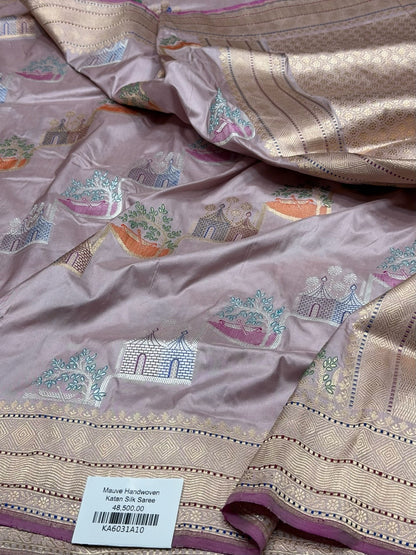Mauve Handwoven Pure Banarasi Silk Saree