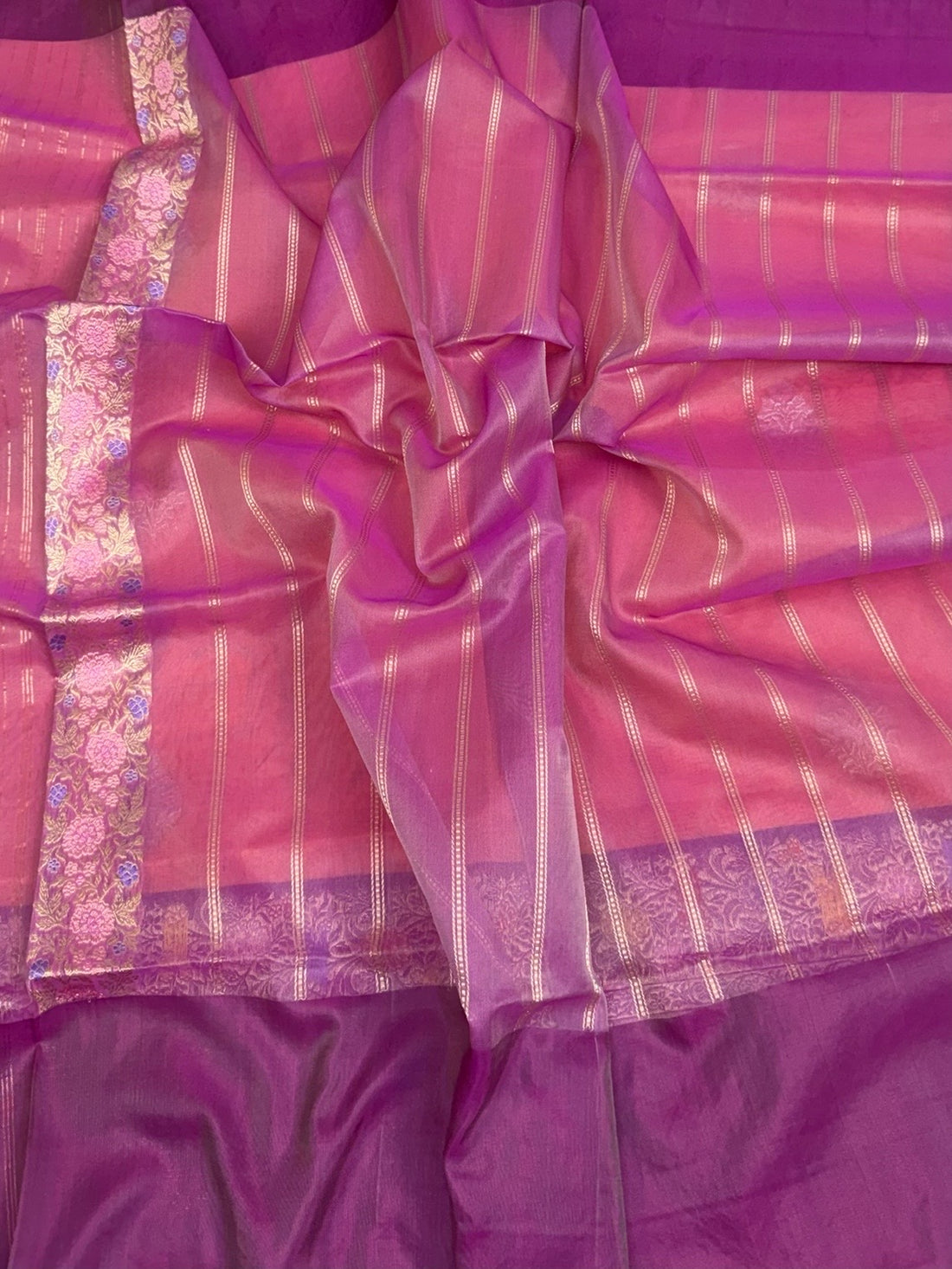 Orange Handwoven Banarasi Pure Organza Silk Saree