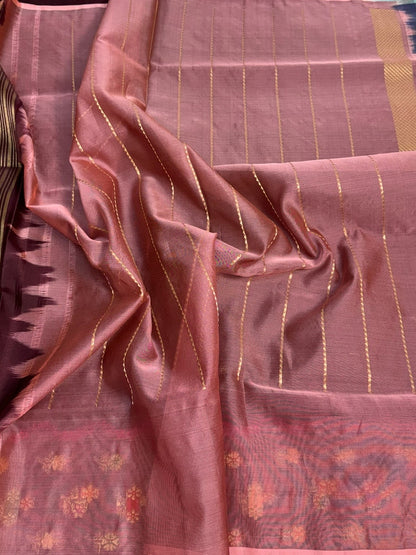 Wine Handwoven Pure Organza Silk Saree